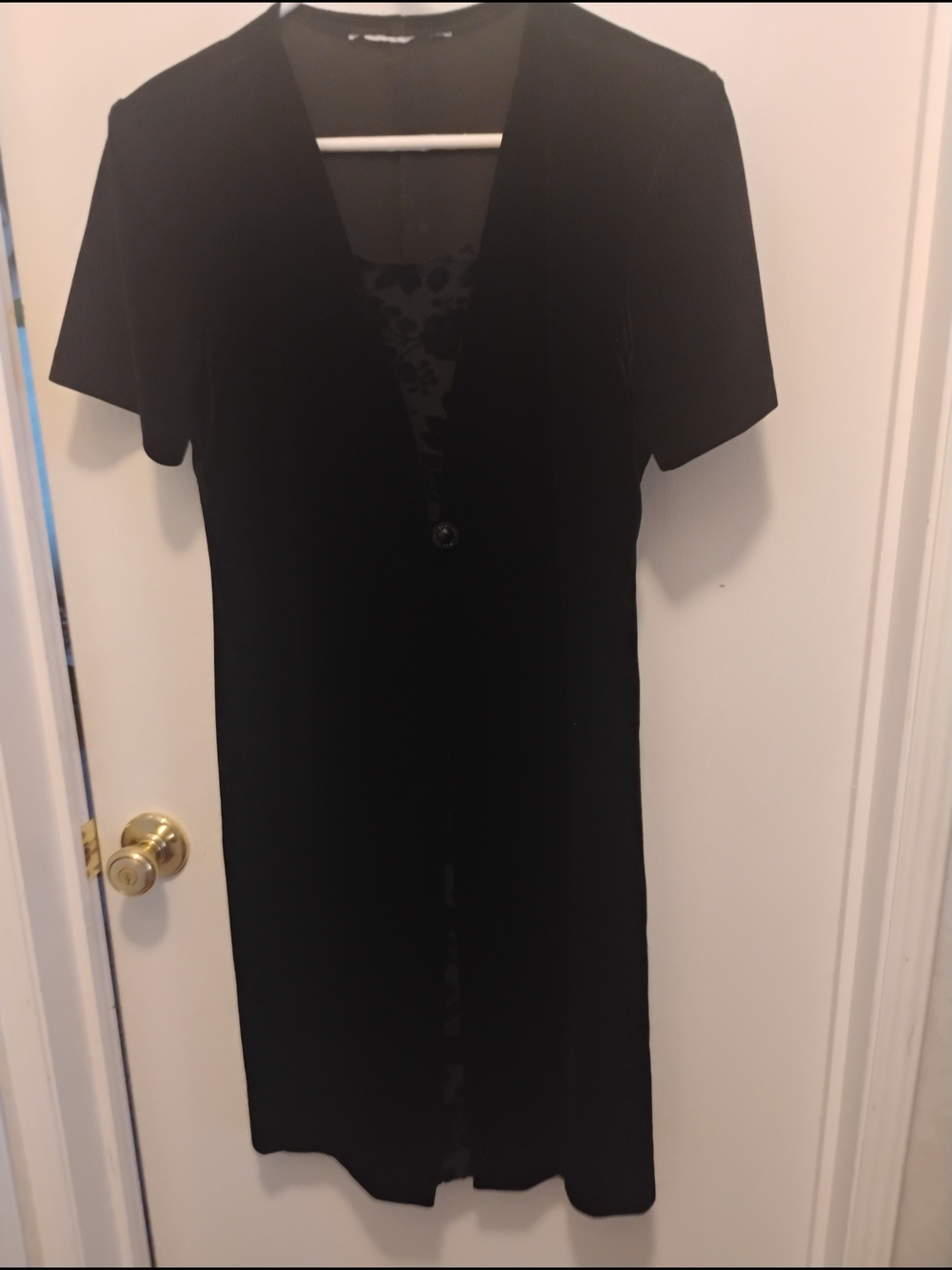 Black Velvet Short-Sleeve Button-Front Women's Dress Sz S